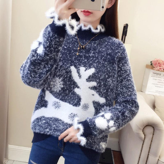 Sweater Women Pullovers Long Sleeve Pull Femme Turtleneck Women Sweaters Pullovers Chirstmas Sweater