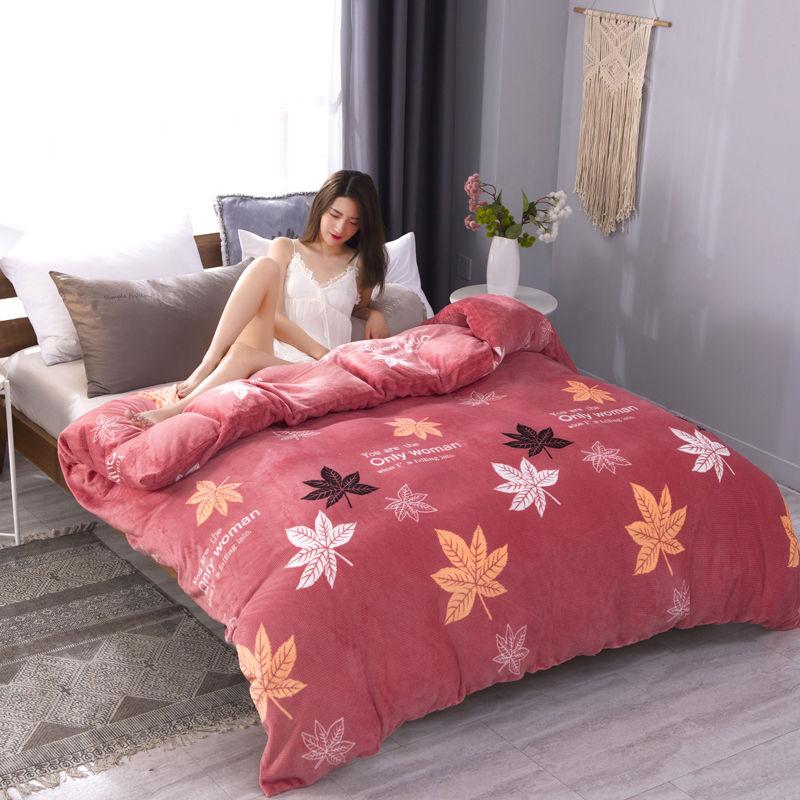 1pc Winter Thickened Flannel Duvet Cover Coral Fleece Duvet Cover Warm Double-sided Fluffy Duvet Cover Twin Queen King Size