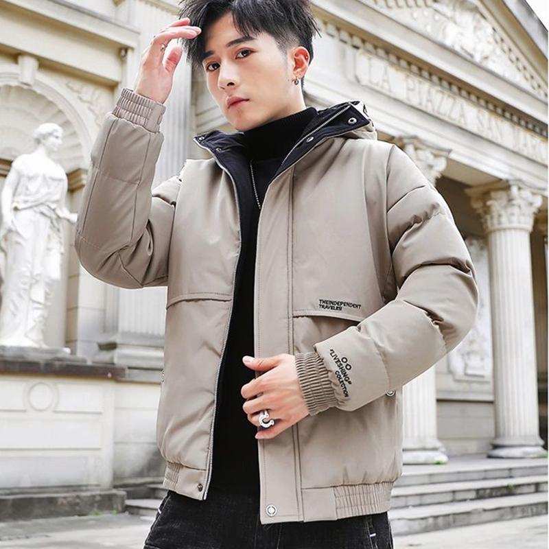 Fashion Trend Men's Cotton-padded Winter Handsome Plus Velvet Thick Warm Winter Clothes