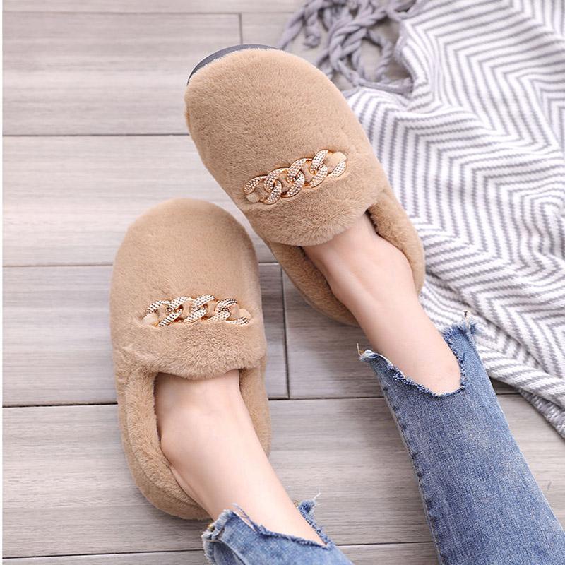 Autumn and Winter Pure Cotton Slippers Indoor Non-slip Soft-soled Shoes Warm Simple Plush Cotton Shoes