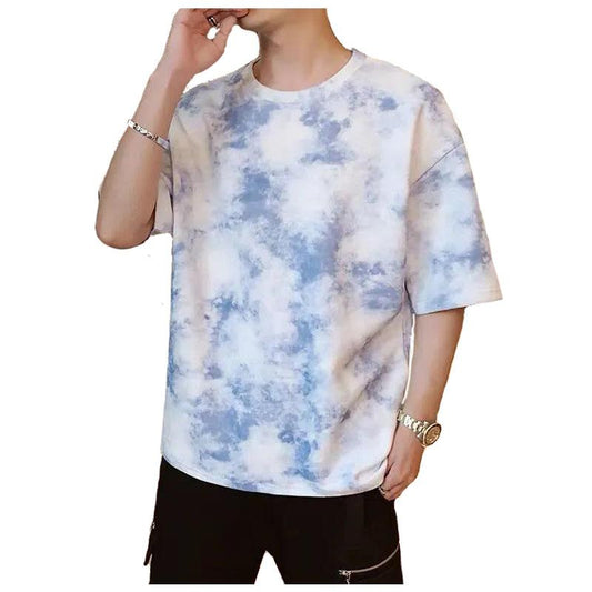 Summer T-shirt Korean Trendy Tie-dye Fashion Tees O-neck Half Sleeve Thin Shirt Oversized Soft Casual Loose Pullover