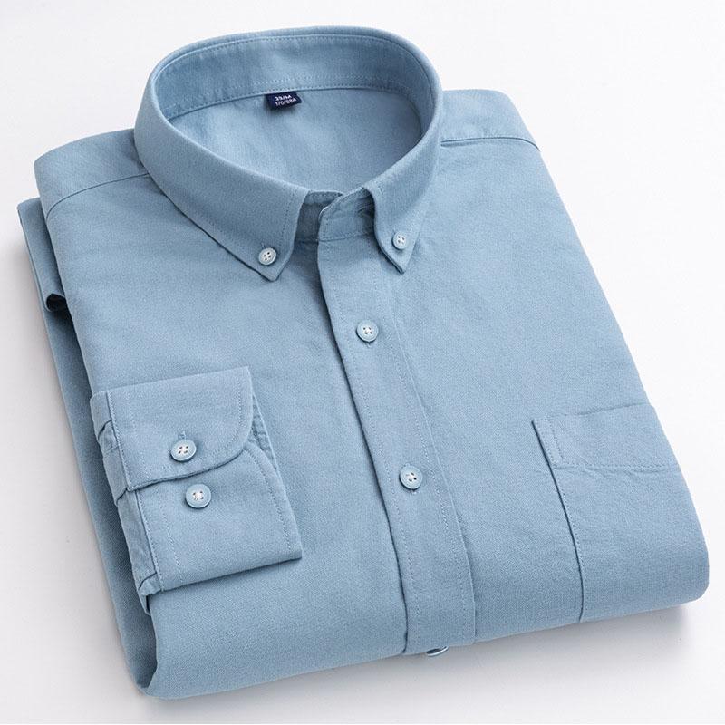 Cotton T-shirts Solid Male Shirt Stretch Cardigan Long Sleeve Top Button Down Shirts Casual Men Clothing