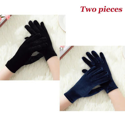 Winter Women's Two-piece Gold Velvet Gloves Fashion Split Finger Women's Dance Gloves Windproof Cycling Gloves