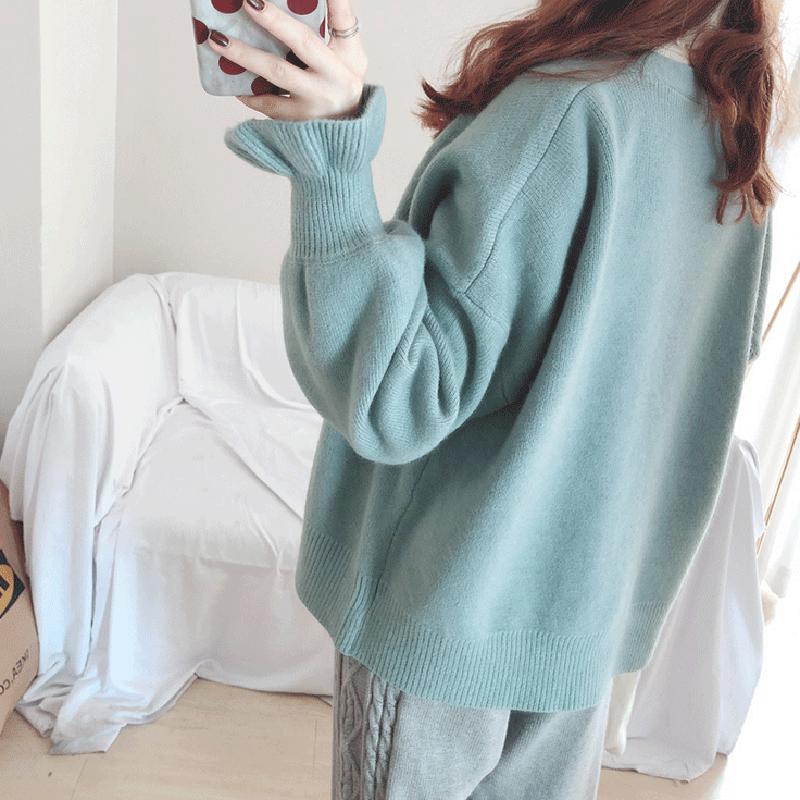 Winter Women's Short Loose Warm Sweater Jacket Sweet Ruffle Sleeve Knit Cardigan Student