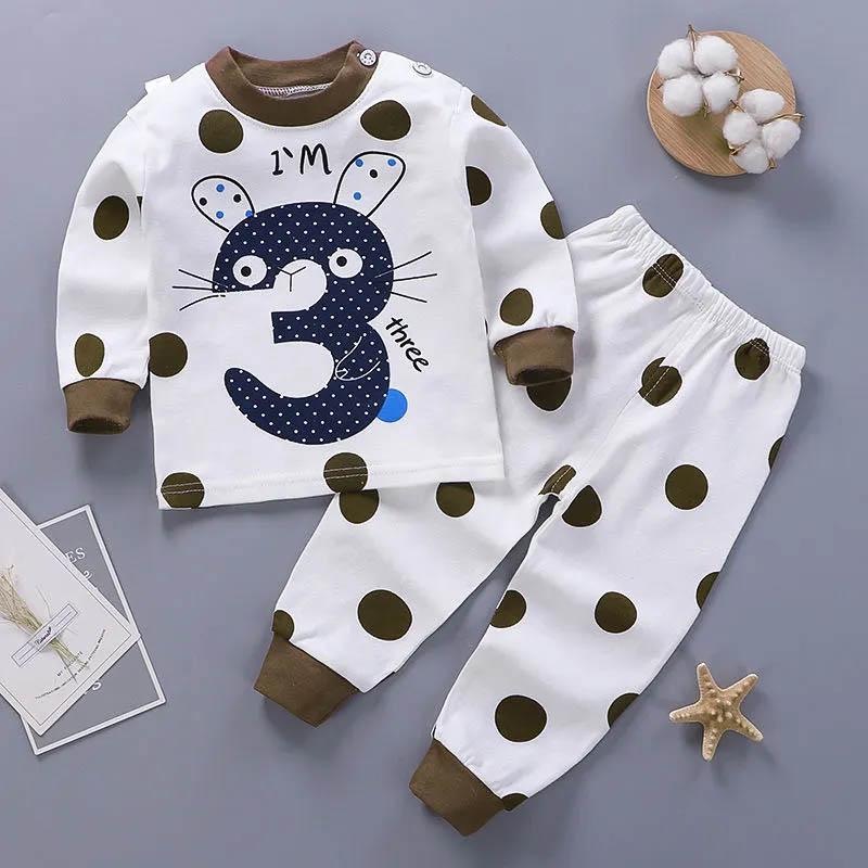 Children's Cotton Home Pajamas Set Spring and Autumn Clothes Pajamas Girls Boys Baby Breathable Comfortable Soft Suit