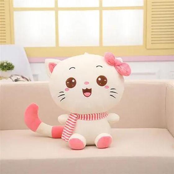 Children's Plush Toys Cute Kawaii Cat with Bow Plush Dolls Toys Gift Stuffed Soft Doll Cushion Sofa Pillow Gifts Xmas Gift Party Decor