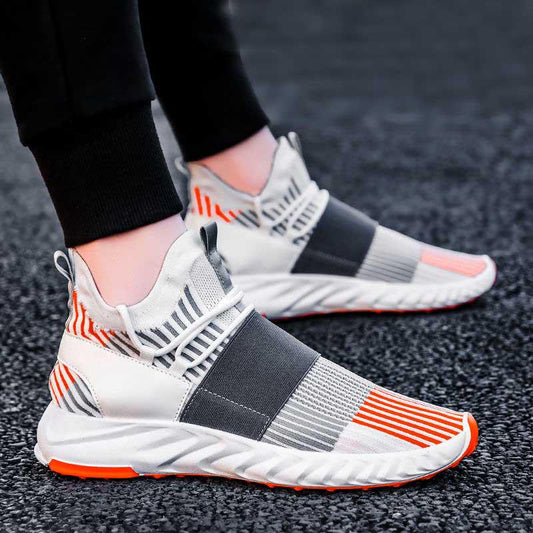 Plus Size 39-44 Men Flying Woven Mesh Running Shoes Lightweight Sneakers Breathable Outdoor Sports Shoes Comfortable Deodorant Running Gym Shoes