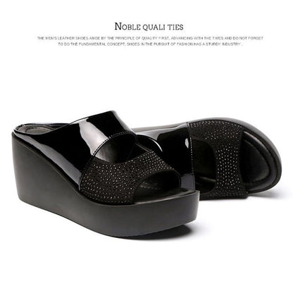 Wedge Sandals and Slippers for Women's Outer Wear Slippers Sponge Cake and Rhinestone Sandals and Slippers for Women's Outer Wear