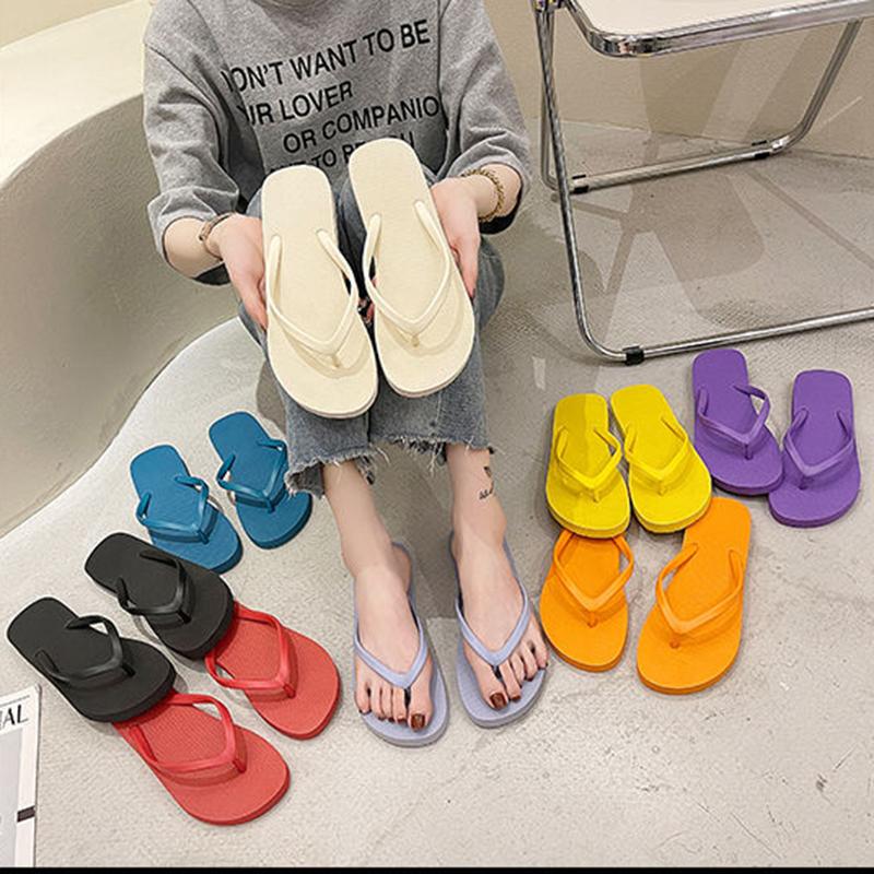 Ladies Summer Leisure Solid Color Flip-flops Sandals Beach Flip Flops