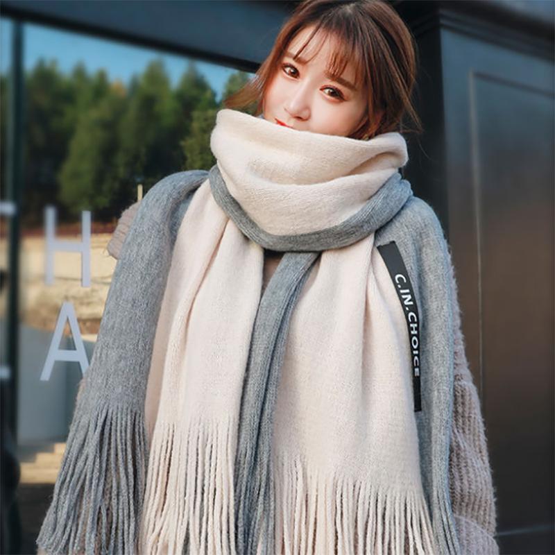 Scarf Female Winter Korean Version of The Wild Autumn and Winter Cute Thick Shawl Ladies Bib