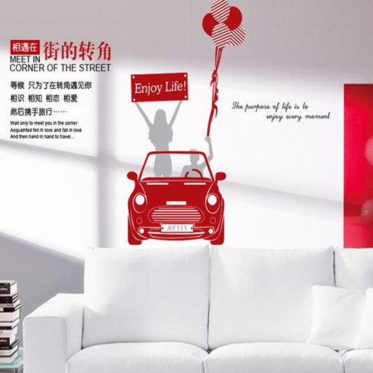 Love car bedroom romantic wall sticker TV background wallpaper removable self-adhesive