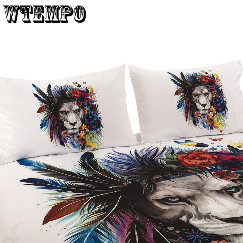 3D Flower Lion Bedding Set of Pillowcase Three Sets Home Life Supplies Bed Suit