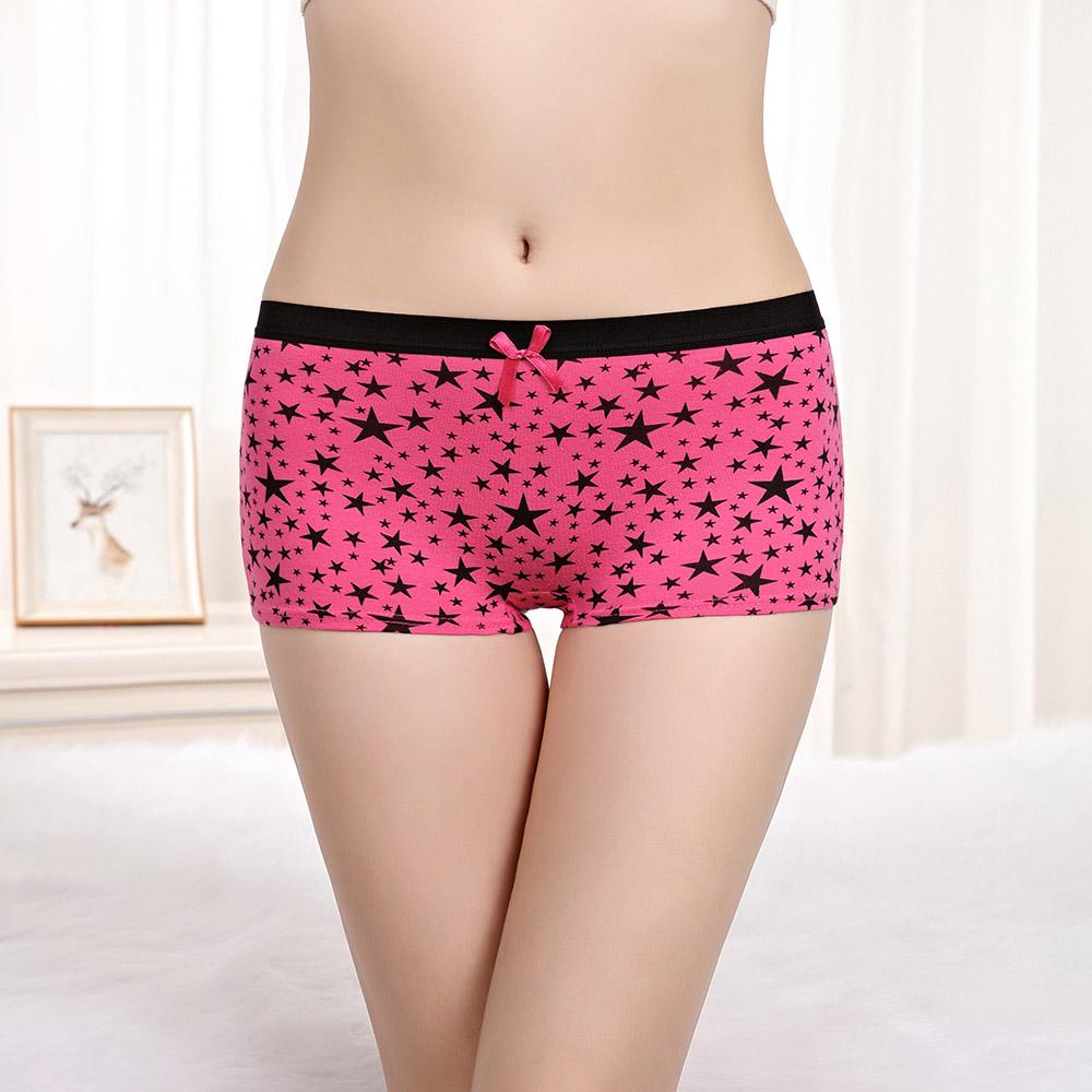 6 pcs/lot Woman Underwear Cotton Boxers Shorts Panties Star Boyshorts Knickers for Women