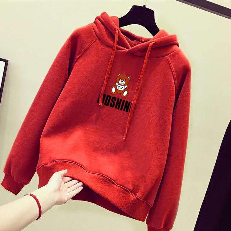 Sweatshirt wild large size long sleeve warm hooded tops autumn and winter cotton sweater women's