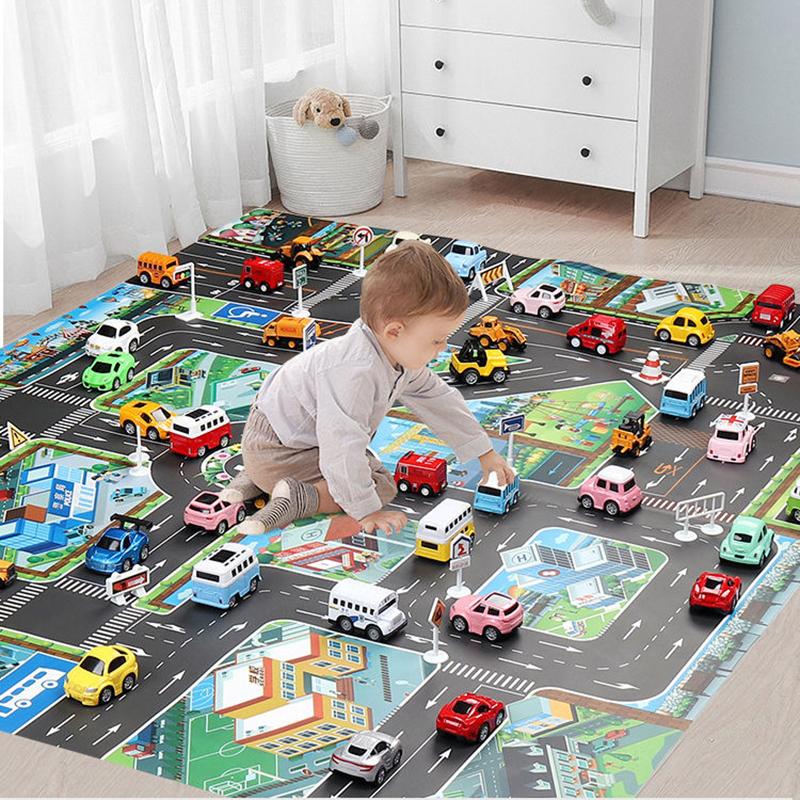 Children's Urban Traffic Scene Map Floor Mat Highway Road Parking Map Play House Game Baby Crawling Mat