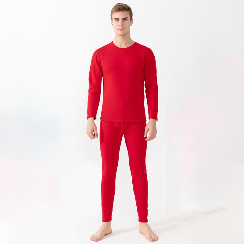 Men Winter Autumn Plus Velvet Thicken Thermal Underwear Tight Suit High Elasticity Wearable Comfortable Soft Lining O-neck Male Pajamas Long Sleeve