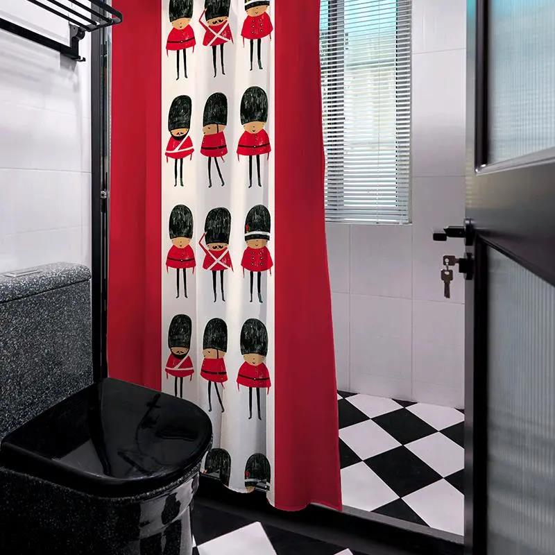 Bathroom Shower Curtain Thickened Waterproof and Mildew Proof Hanging Curtain Free Punch Cartoon Door Curtain Partition Shower Curtain