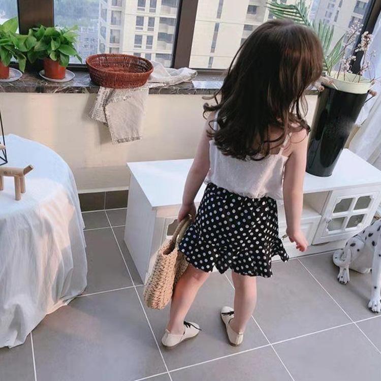 Autumn Spring Summer Casual Girls' Skirts Korean Retro Style Polka Dot Stretch Short Skirt Pleated Skirts Playful Style Sweet Style