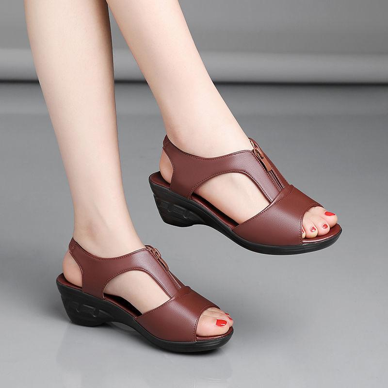 Summer Sandals Female Fish Mouth High-heeled Shoes Slope Heel Women's Sandals Mid-heel Increased Non-slip Slippers