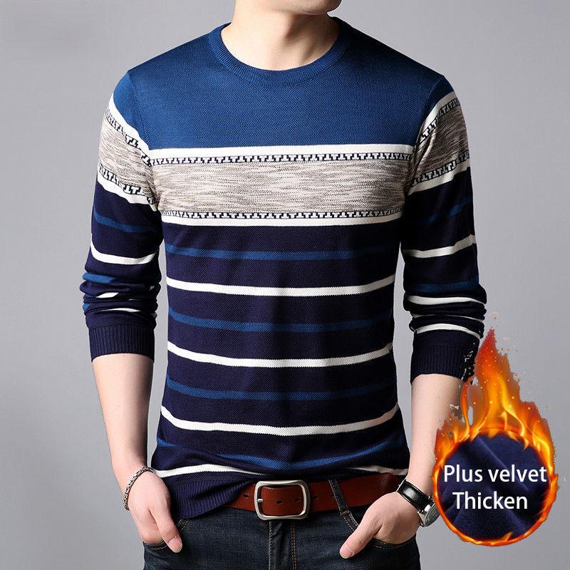 Men's Thin Sweater Autumn and Winter Casual Round Neck Bottoming Shirt Sweater Pullover