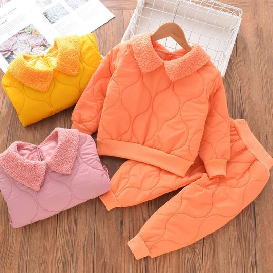 Children's Cotton Suit Autumn and Winter Children's Fashion Children's Clothing Men and Women Baby Quilted Two-piece Suit