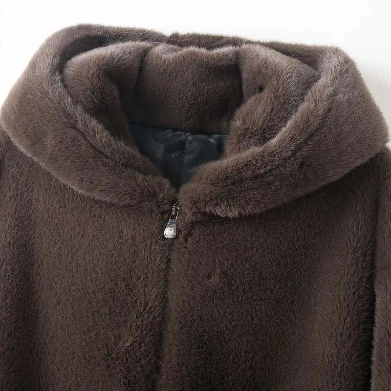 Autumn and Winter Models of Imitation Fur Coat Women's Mink Velvet Western-style Lady Wide Lady High-end Hooded Mink Coat Cotton Jacket