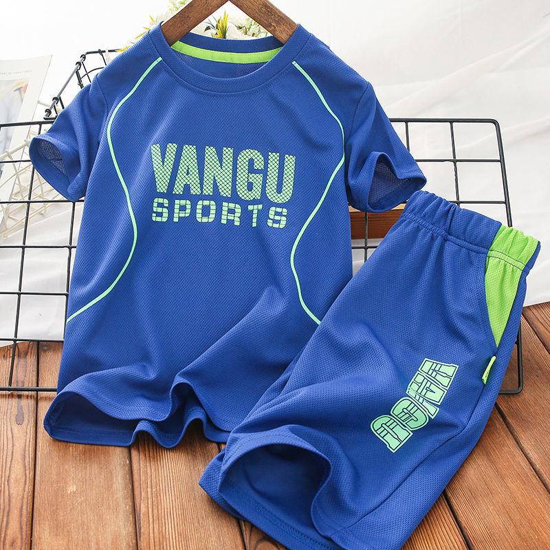 Children Clothing Set Boys and Girls Short-sleeved Shorts Suit Summer Thin Printing Letter Children Quick-drying Sports Two-piece Suit