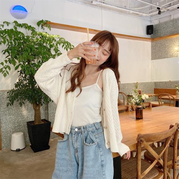 Autumn and Winter V-neck Knitted Sweater Cardigan Loose Short Top Long Sleeve Casual Women's Jacket