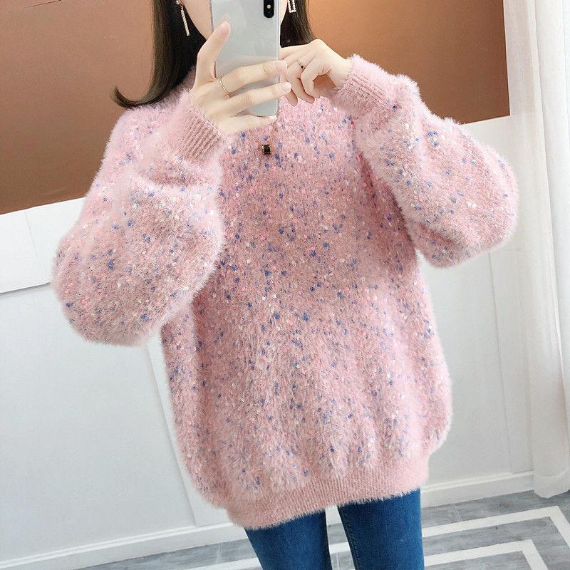 Women's Autumn Sweaters Round Collar Long Sleeve Casual Sweaters Large Size Loose Colorful Versatile Sweaters