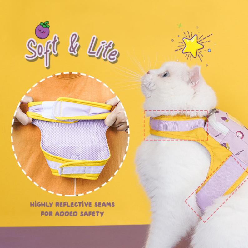 Japanese Style Cute Cat Harness Pet Leash with A Tiny Backpack 4 Patterns Are Available