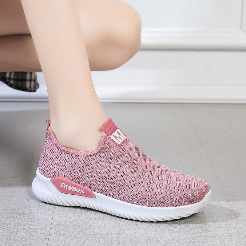 Old Beijing Cloth Shoes Women's Breathable Mesh Spring and Autumn Leisure Elderly Lazy Sports Single Pedal Shoes