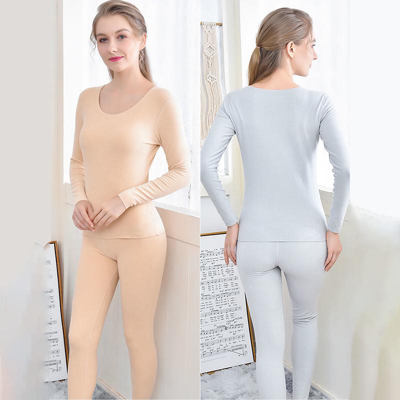 Women Warm Winter Autumn Clothes Thermal Underwear O-neck Tight Suit Thicken Windproof Comfortable Soft Lining Long Sleeve High Elasticity Slim