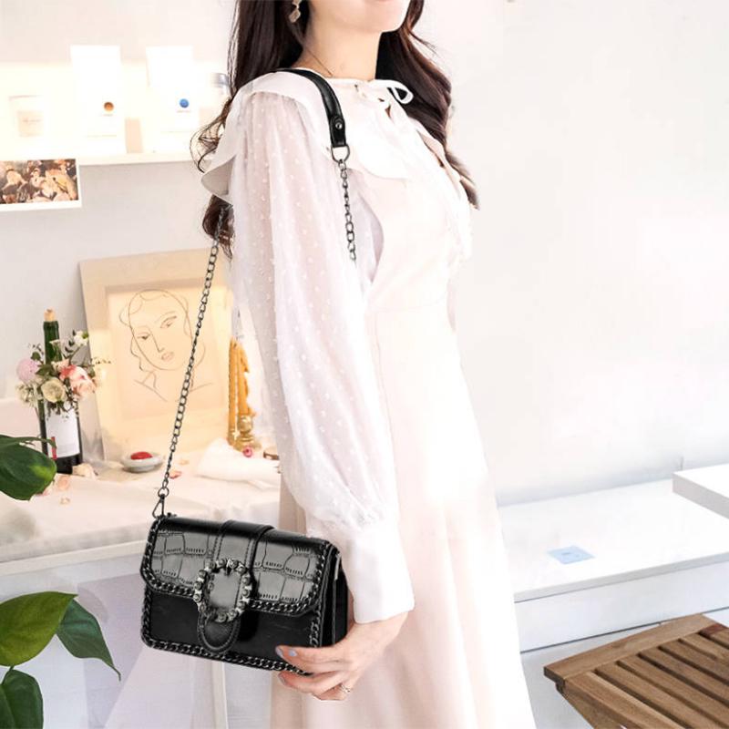 Fashion Crossbody Bag Women PU Leather Anti-theft Wear Square Bags Chain Handbag Shoulder Bag