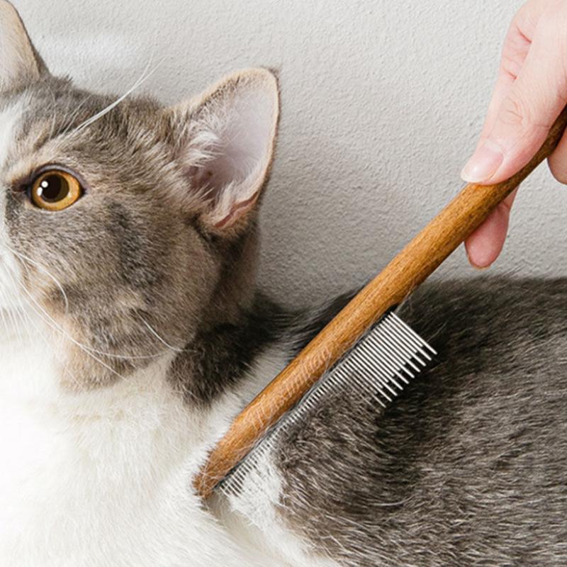 Wooden Cat Comb Dog Matted Hair Removal Comb Floating Hair Cat Comb Cleaner Pet Grooming Needle Comb Cat Pet Supplies Pets Massage Comb Grooming Tool