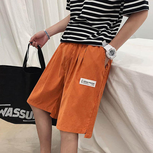 Summer Shorts Men's Casual Pants Korean Version of The Breathable Sweat-absorbing Straight Loose Large Pants Sports Ice Silk Five-point Pants