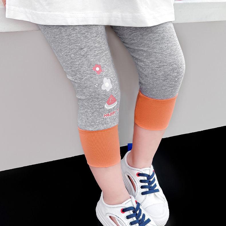 Children's Suit Summer Light Girls' Casual Wear Printed Rabbit Fruit Splicing T Shirt Elastic Leggings Two Piece Set