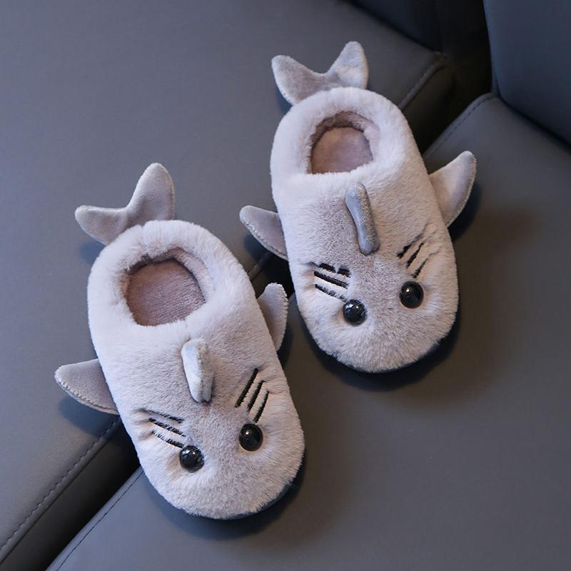 Children's Cotton Slippers Winter Cartoon Fish Boys and Girls Warm Thick Anti-skid Soft Bottom Home Indoor Baby Cotton Shoes