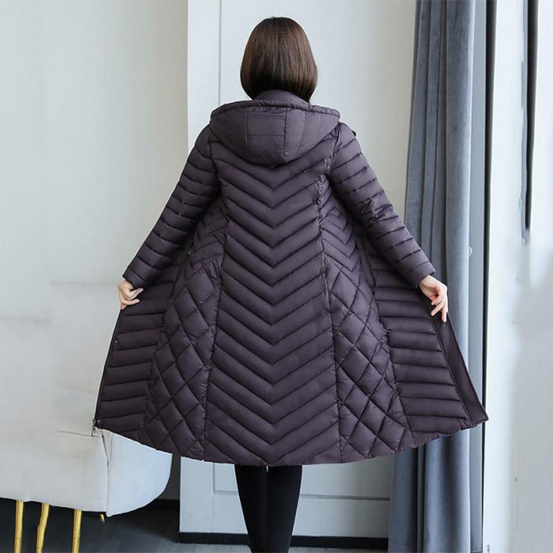 Women's Mid-length Down Jacket Winter Korean Loose Cotton Clothes Casual Hooded Padded Jacket Quilted Jacket