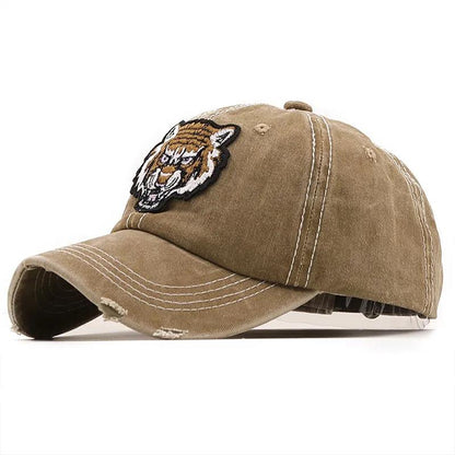 Tiger Embroidered Baseball Cap Men's Cotton Peaked Cap Cool Outdoor Travel Women's Spring and Summer Sun Hat Casual Sports Hat