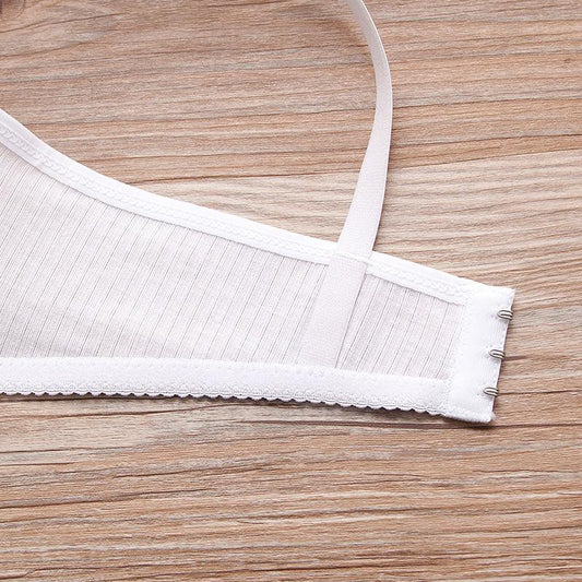 Fixed Double Shoulder Strap Girls Bra Sexy Bra Without Steel Ring Gathering Thin Japanese High School and College Students' Underwear