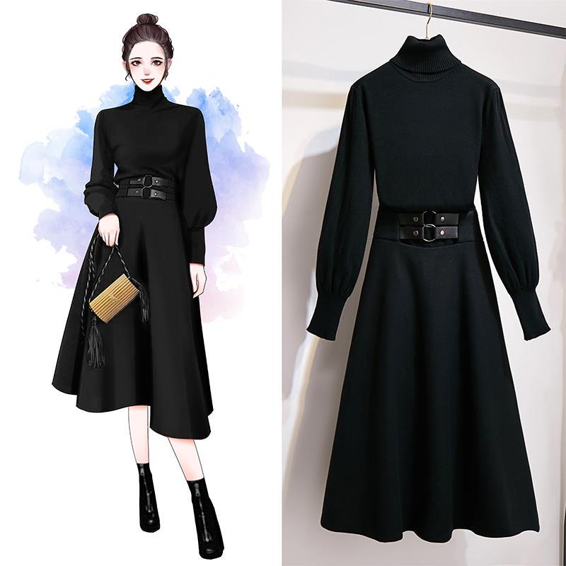 Autumn and Winter Suits Female Students High-necked Sweater Sweater Woolen Skirt Two-piece Suit