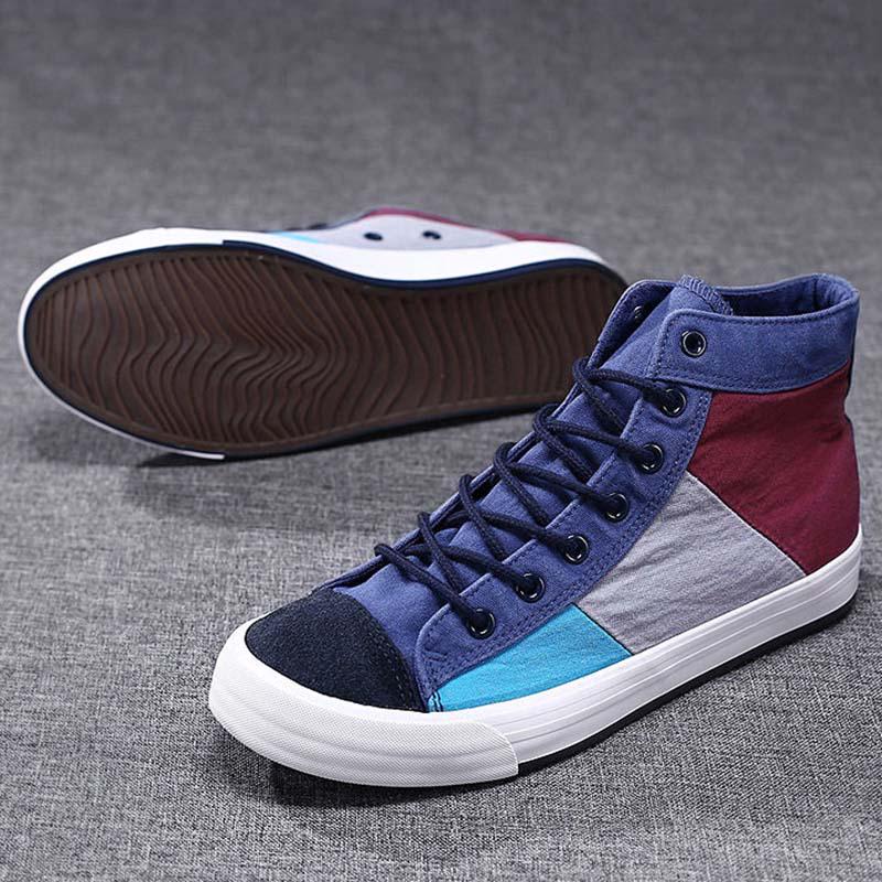 Plus Size 39-44 Summer Men Canvas Sneakers Comfortable Running Basketball Shoes Breathable Shockproof Non-slip Colorblock Shoes