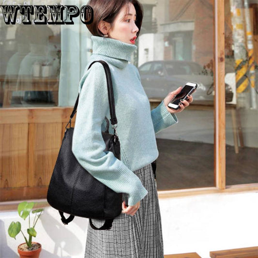 Women Backpack Leather School Bags For    Female Tassel Small Backpack