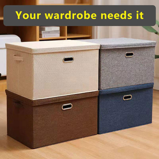 Covered Storage Box Clothes Snack Storage Box Folding Large Closet Storage Box Wardrobe Organizer Box