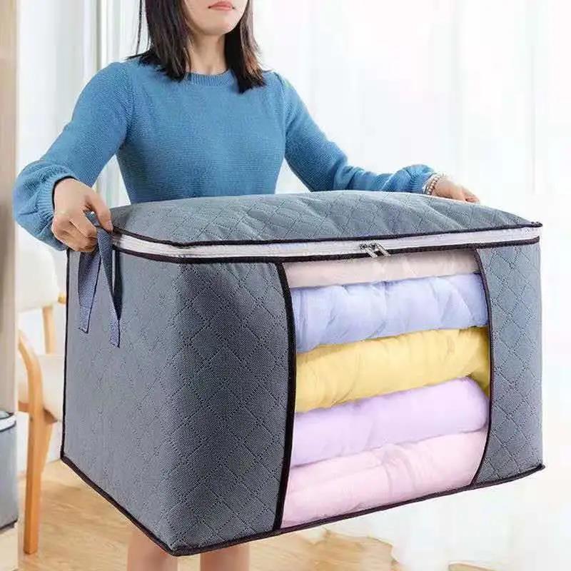 Clothes Storage Bag with Zipper Space Saving Lightweight Waterproof Large Capacity Dustproof Storage Box for Clothes