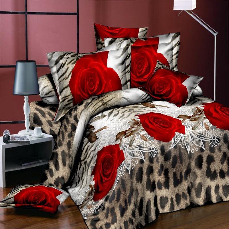 Duvet Cover Set 3D Oil Painting Bed In A Bag 4pcs Bedding Sets Flat Bed Sheet Comforter Duvet