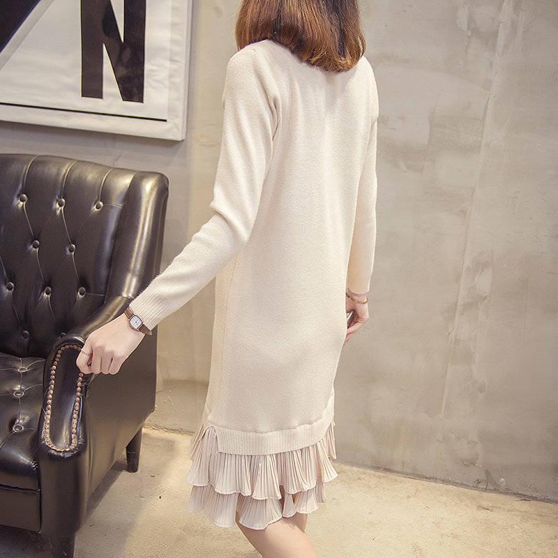 Autumn Winter Women Knitted Dress Turtleneck Sweater Dresses Lady Slim Long Sleeve Bottoming Dress