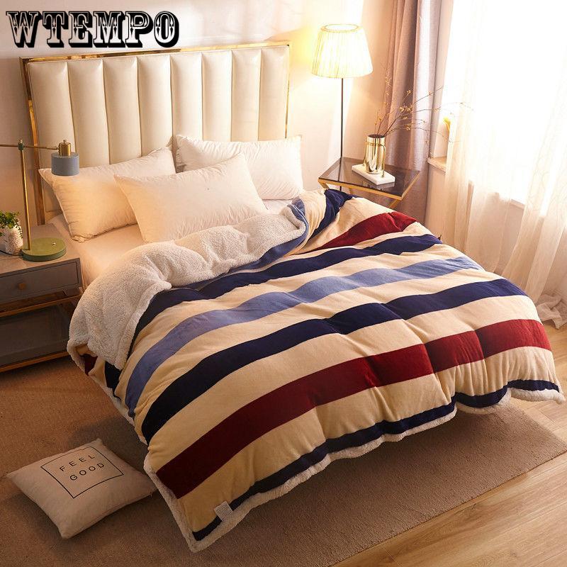 Winter Thick Double Layer Lamb Wool Multifunctional Blanket Duvet Cover Blanket Single Sheet Flannel Duvet Cover Warm Travel Blanket Zipper Bedspread