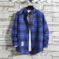 Plaid Shirt Men's Spring and Autumn Handsome Long-sleeved Student Korean Shirt Men's Trend Ins Hong Kong Style Jacket Men