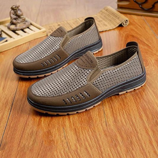 Spring Summer Cloth Shoes Men's Breathable Casual Canvas Shoes Tendon Soles Deodorant Breathable Lazy Net Shoes